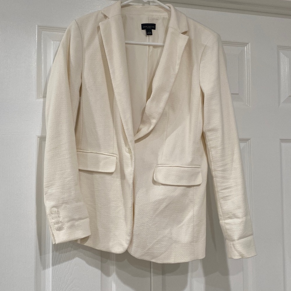 Ann Taylor Factory Ivory Tweed Blazer Size 4